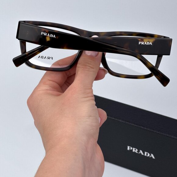 Prada PR15YV 2AU1O1 Men BRAND NEW Eyeglasses Havana Rectangle Unisex - Picture 2 of 10